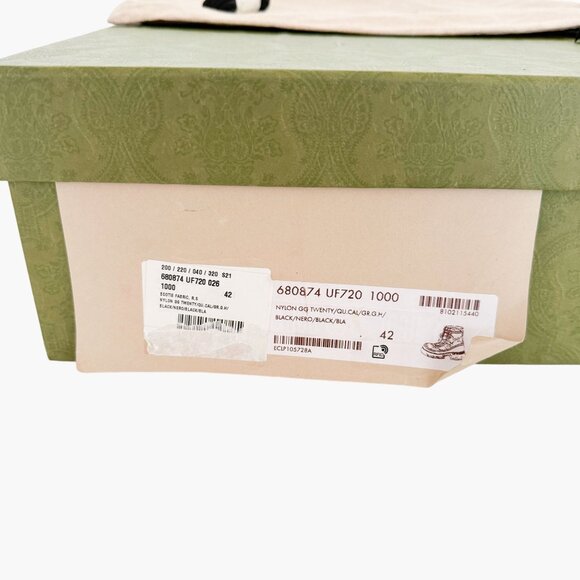 Gucci Romance GG Quilted Snow Boot EU 42 US 12 Black Nylon Leather Puffer Combat - Picture 16 of 16